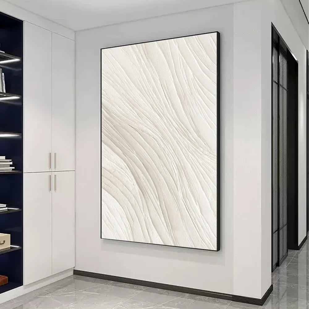White Minimalist Textured Wall Art #WM054
