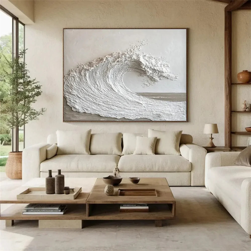 Minimalist Ocean And Sky Textured Canvas Art #OC027