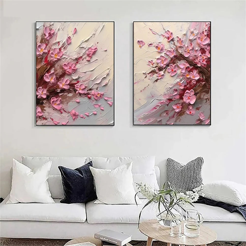 Abstract Flower And Tree Textured Canvas Art Set of 2 #MF064
