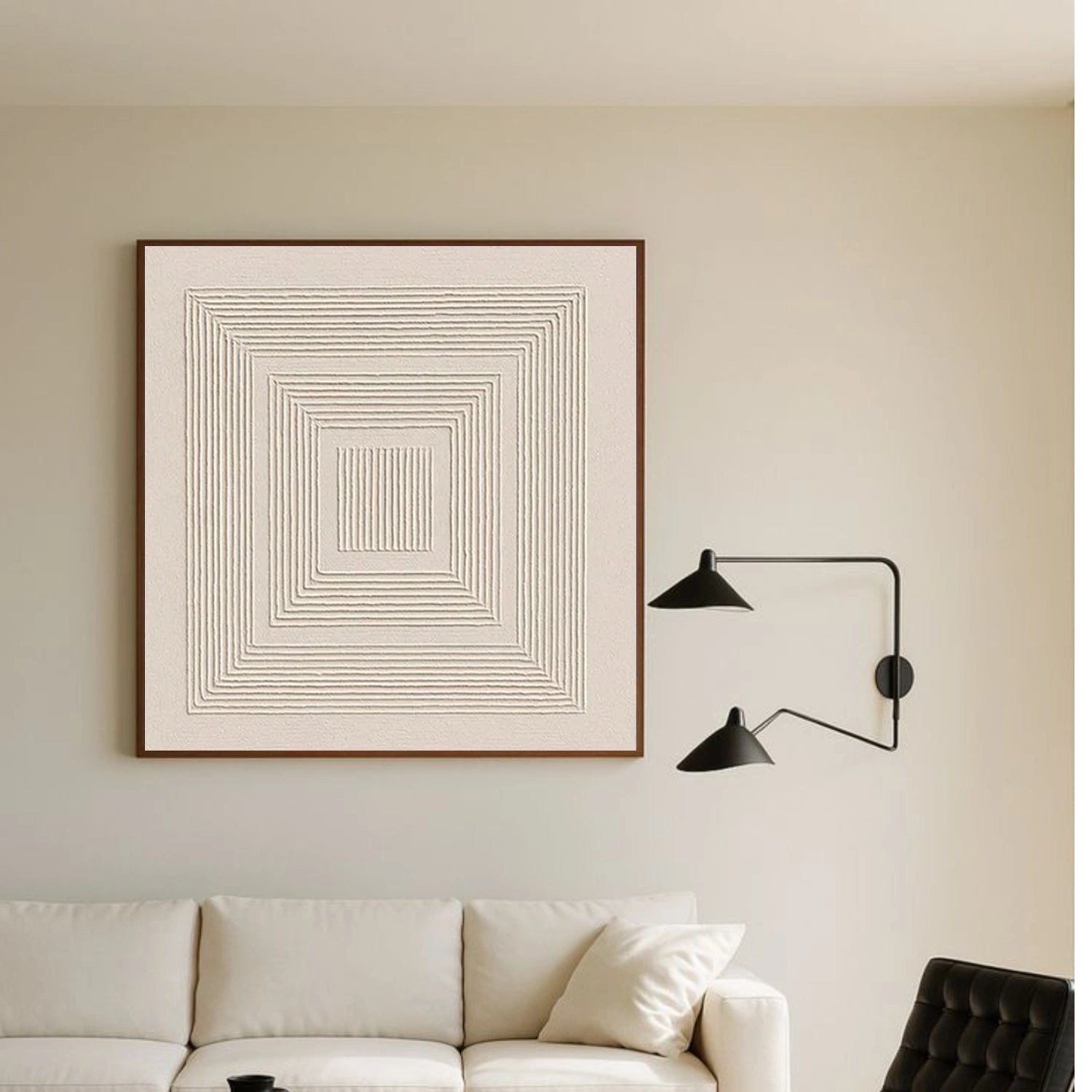 White Minimalist Textured Wall Art #WM141