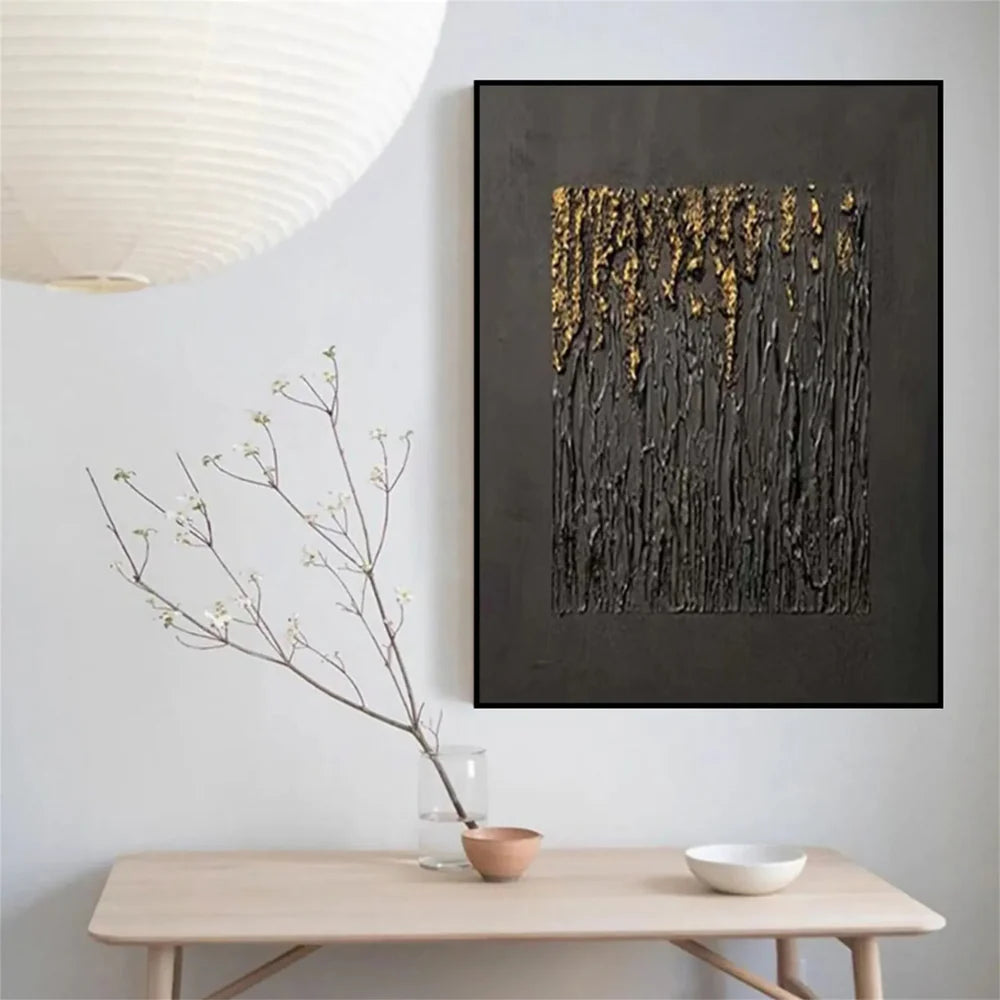 Black Minimalist Textured Canvas Art #WZ035