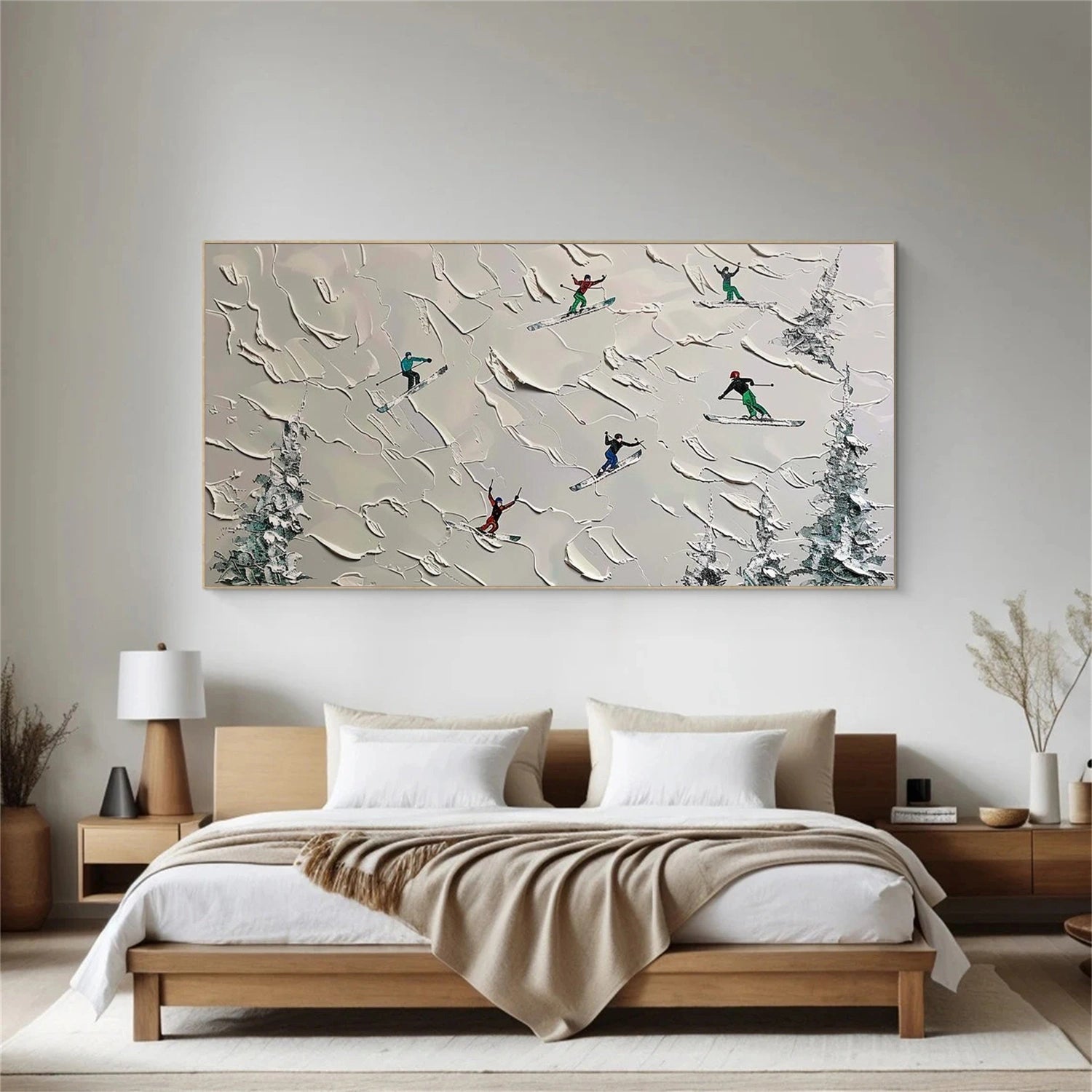Skiing Sport Textured Canvas Painting #PB074