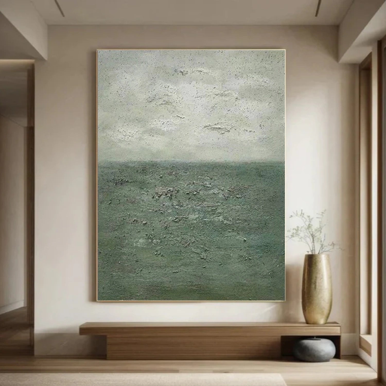 Green Wabi Sabi Textured Wall Art #VS189