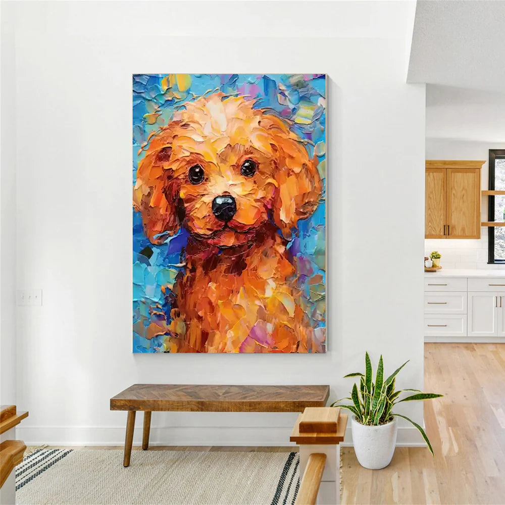 Colorful Abstract Animal Dog Textured Canvas Art #DW060