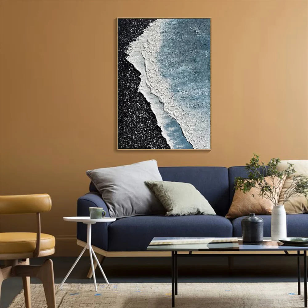 Abstract Ocean And Sky Textured Canvas Art #OC063