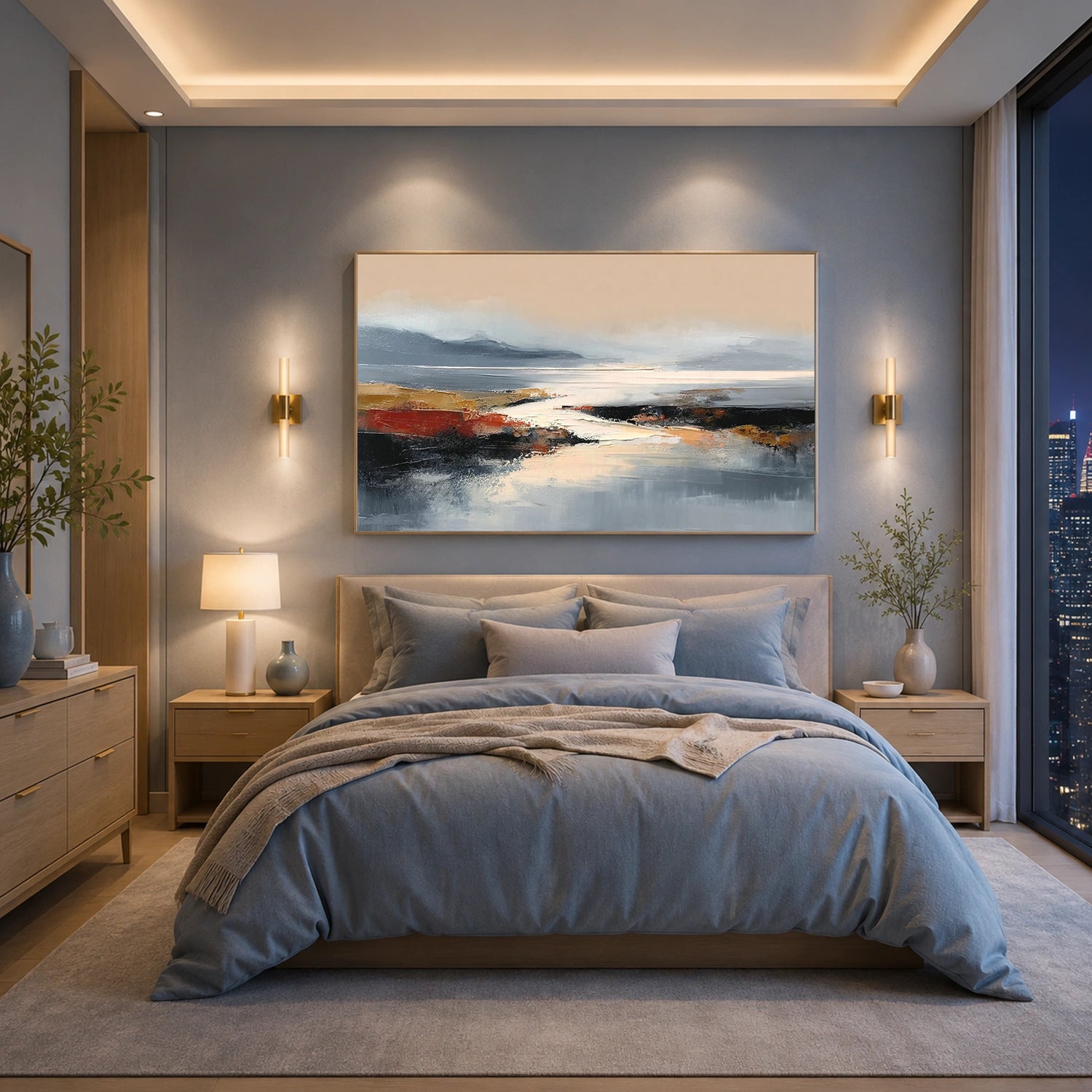 Abstract Ocean And Sky Canvas Art #OC207