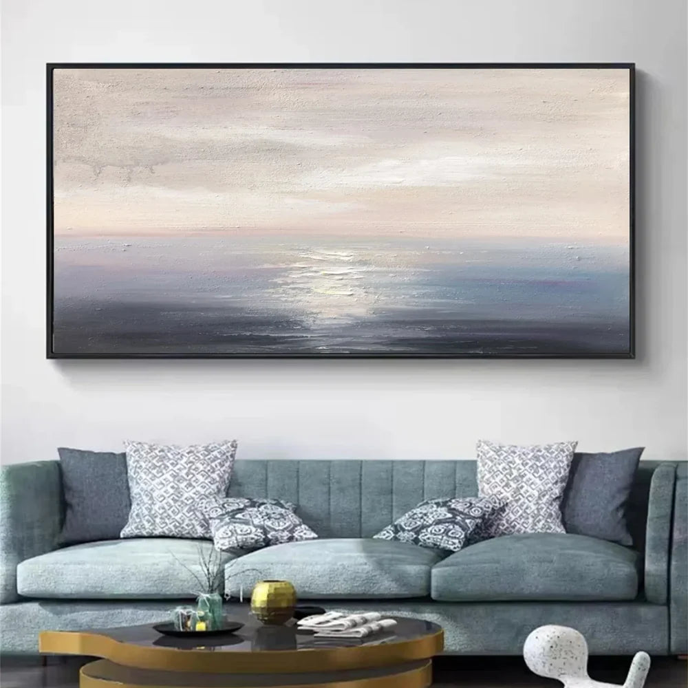 Abstract Ocean And Sky Textured Canvas Art #OC055