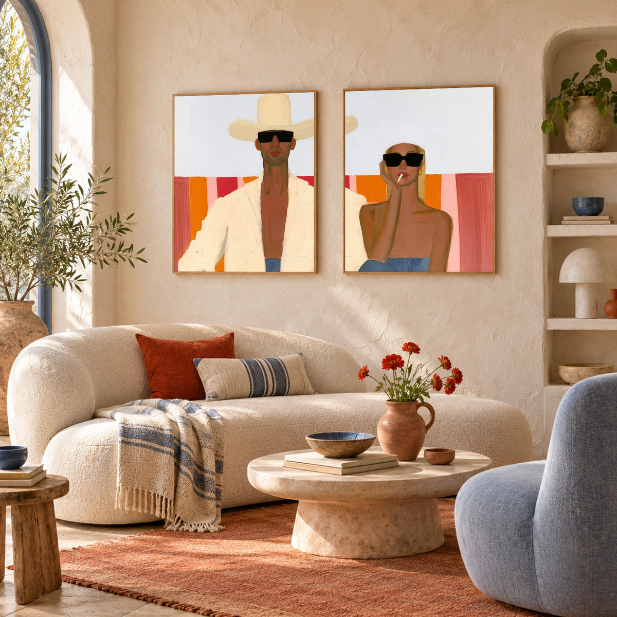 Abstract Portrait Wall Art Set of 2 #LA096
