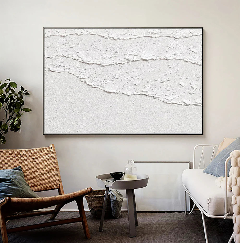 White Minimalist Textured Wall Art #WM003