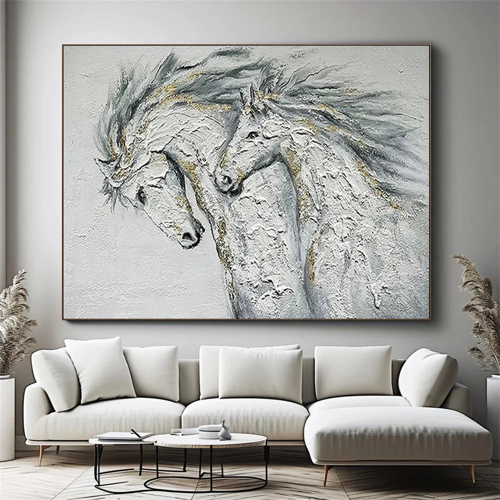 Abstract Animal Horse Textured Canvas Art #DW044