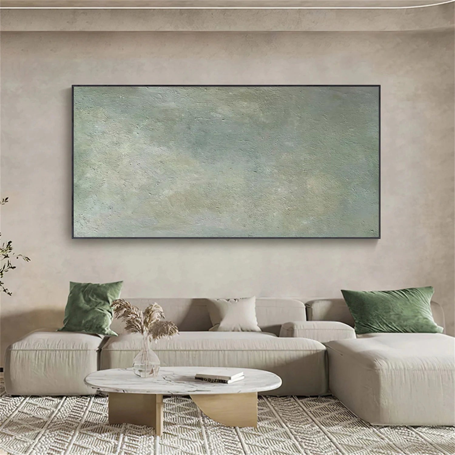 Green MinimalistΒ Textured Canvas Art #WM106