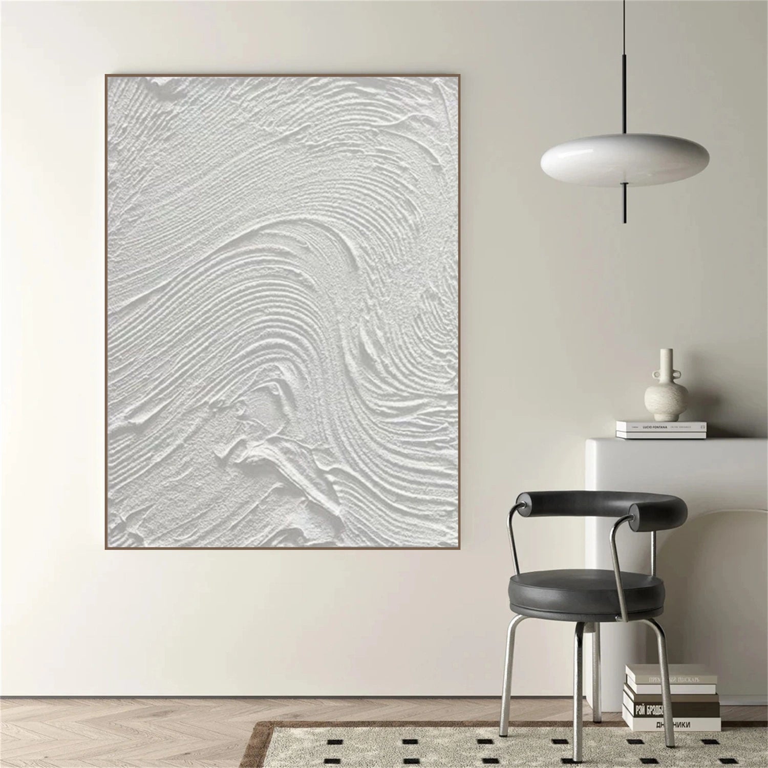 White Minimalist Textured Canvas Art #WM088