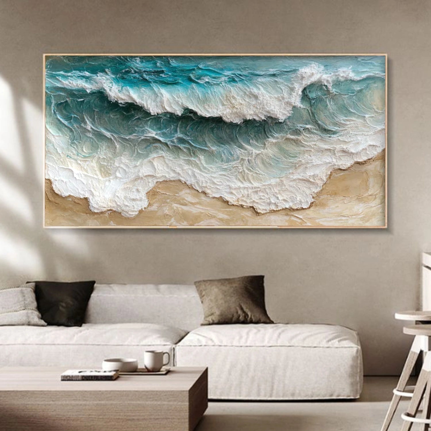 Abstract Ocean And Sky Textured Canvas Art #OC127