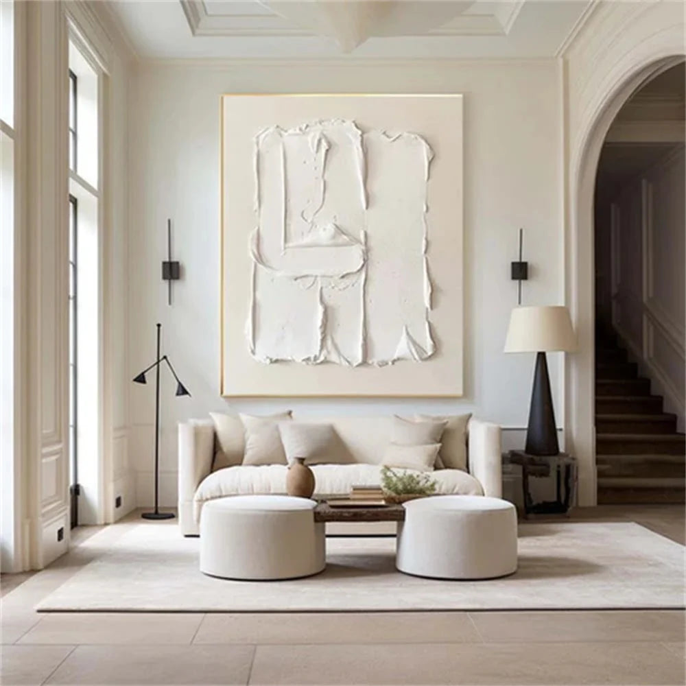 White Minimalist Textured Wall Art #WM018