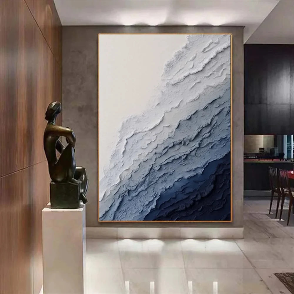 Minimalist Ocean And Sky Textured Canvas Art #OC035