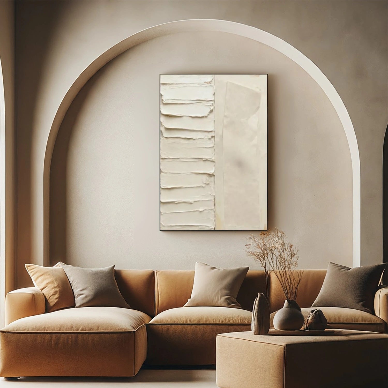 Beige Minimalist Textured Canvas Art #WM084