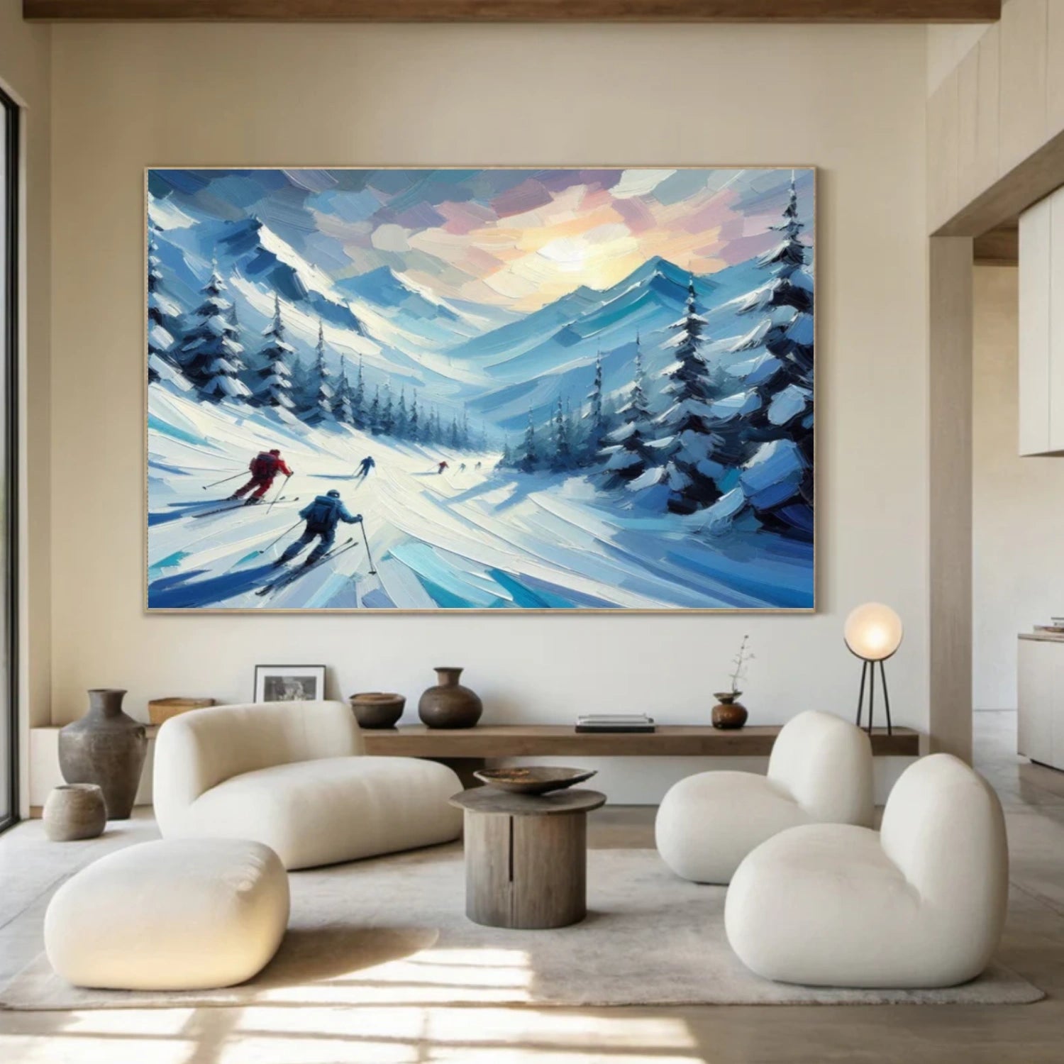 Skiing Sport Textured Canvas Painting #PB044