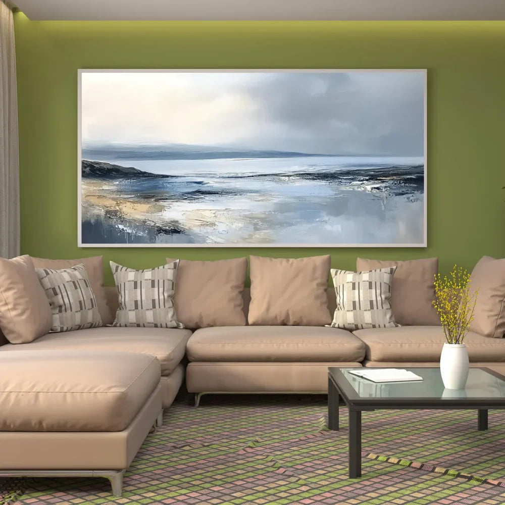 Abstract Ocean And Sky Textured Canvas Art # OC021