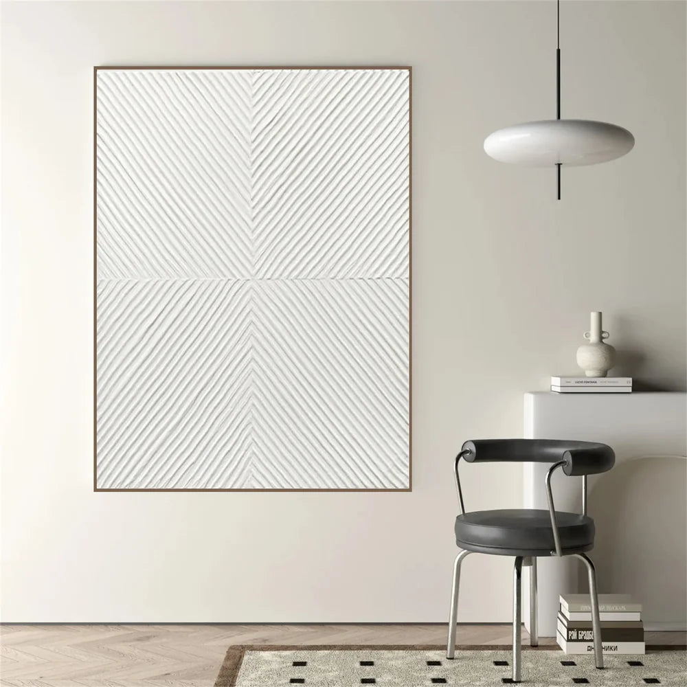 White Minimalist Textured Wall Art #WM071
