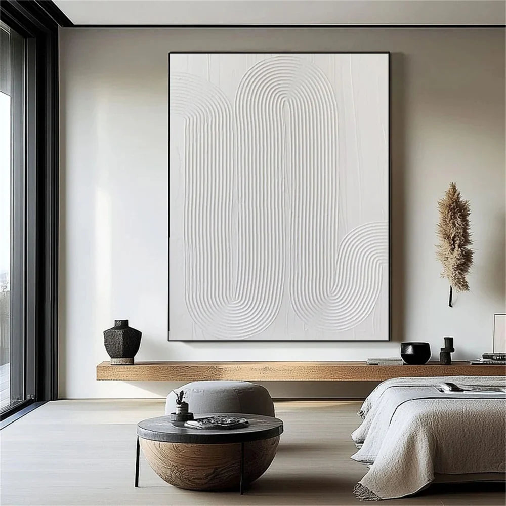 White Minimalist Textured Wall Art #WM072