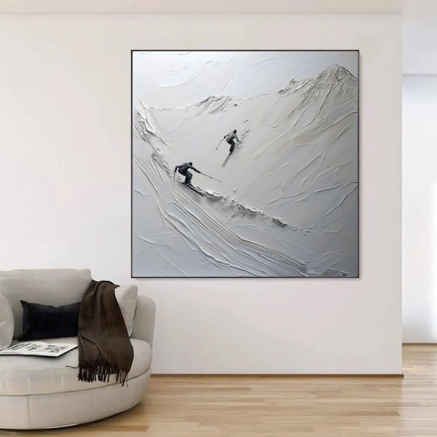 Skiing Sport Textured Canvas Painting #PB057
