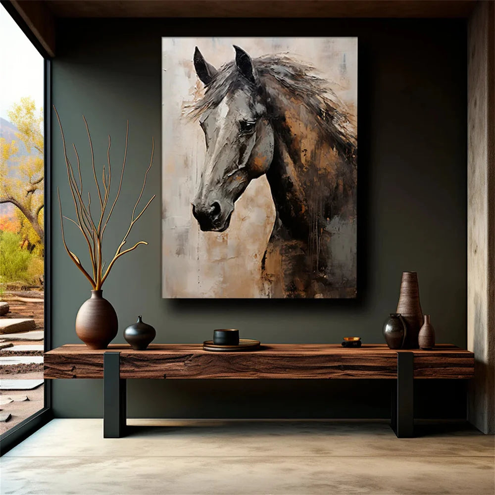 Abstract Animal Horse Canvas Art #DW003