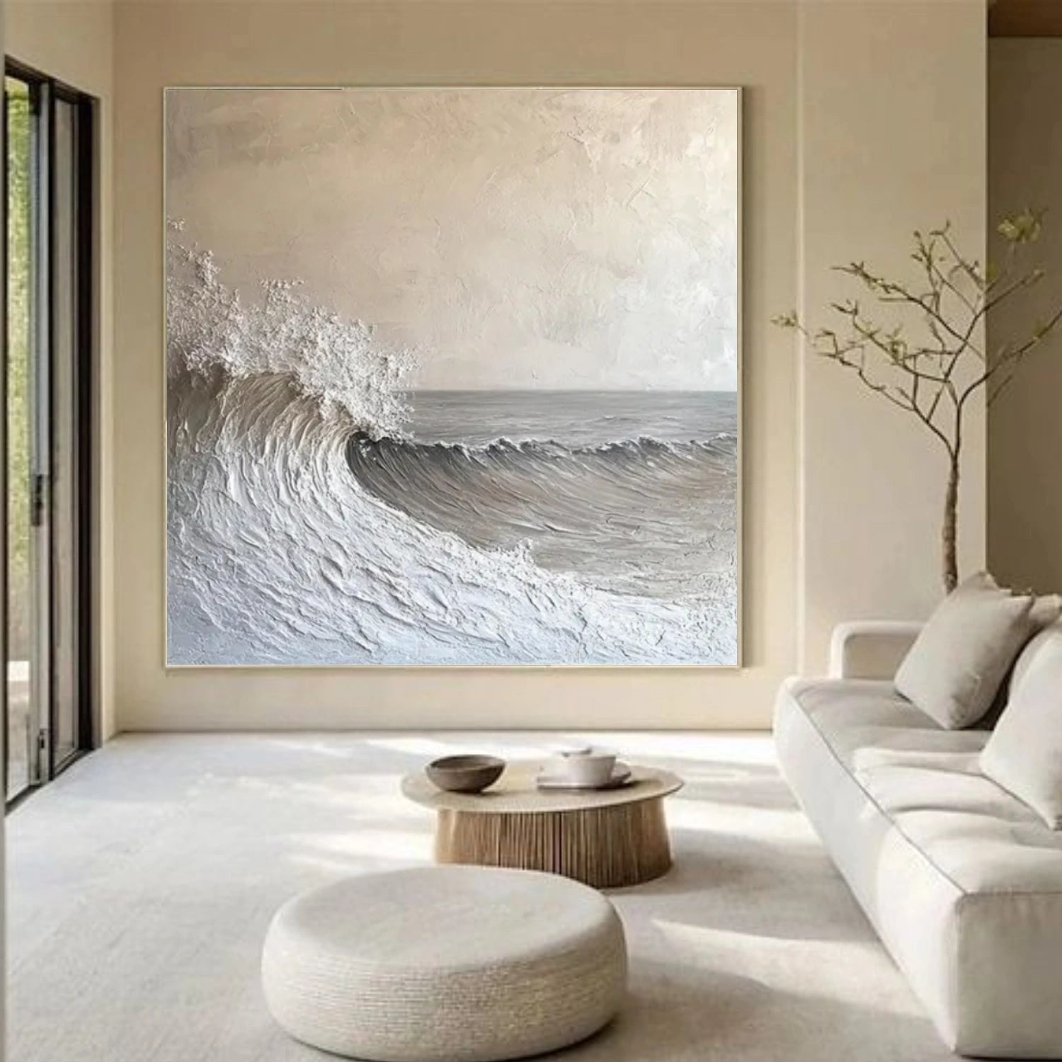 Minimalist Ocean And Sky Textured Canvas Art #OC085