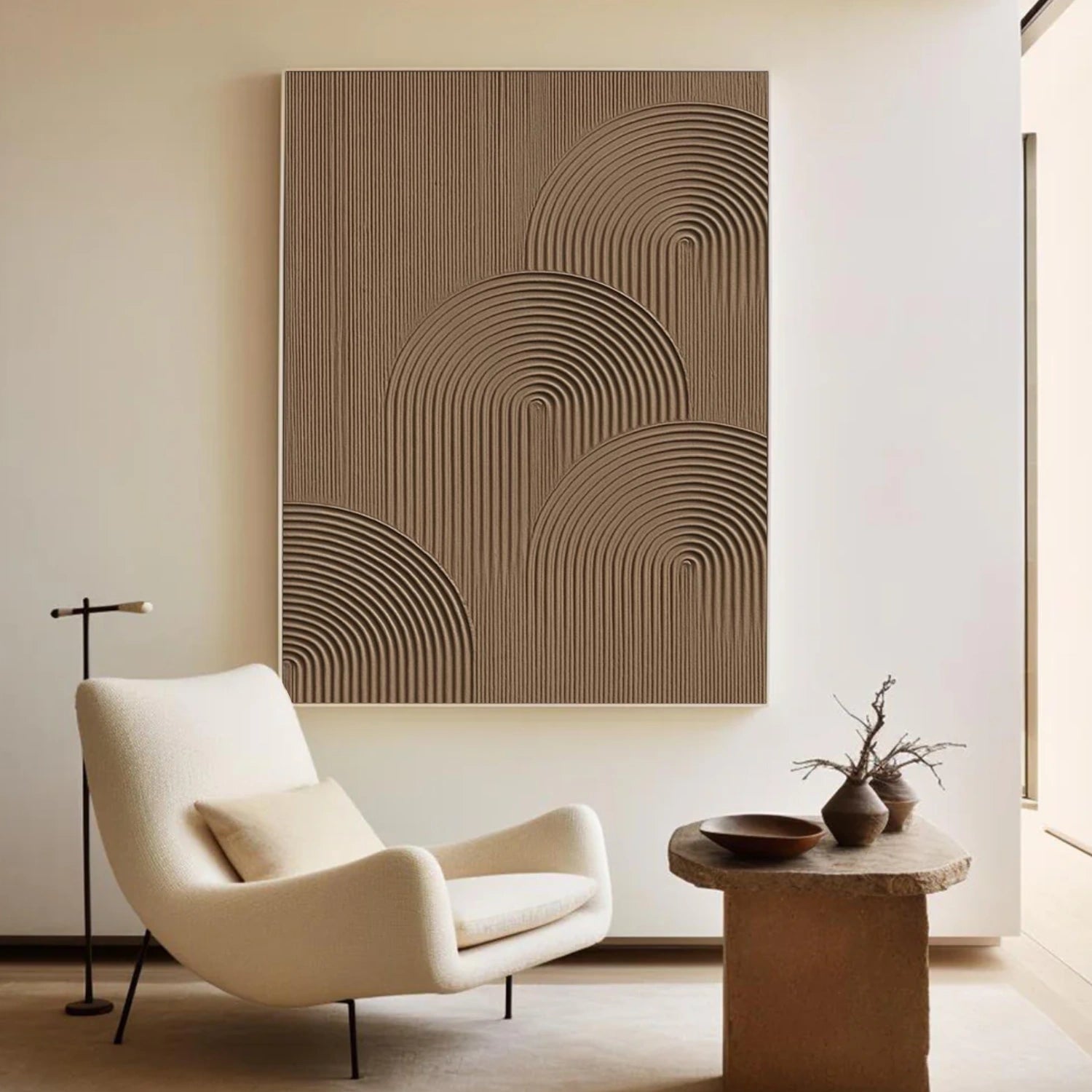 Brown Minimalist Textured Canvas Art #WM085
