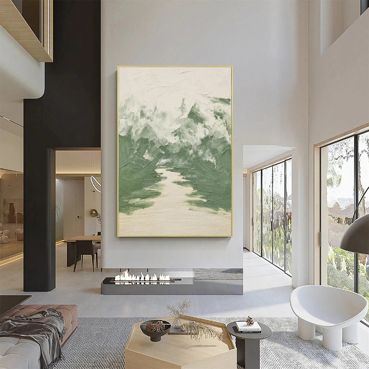 Minimalist Mountain Textured Canvas Art #BT062