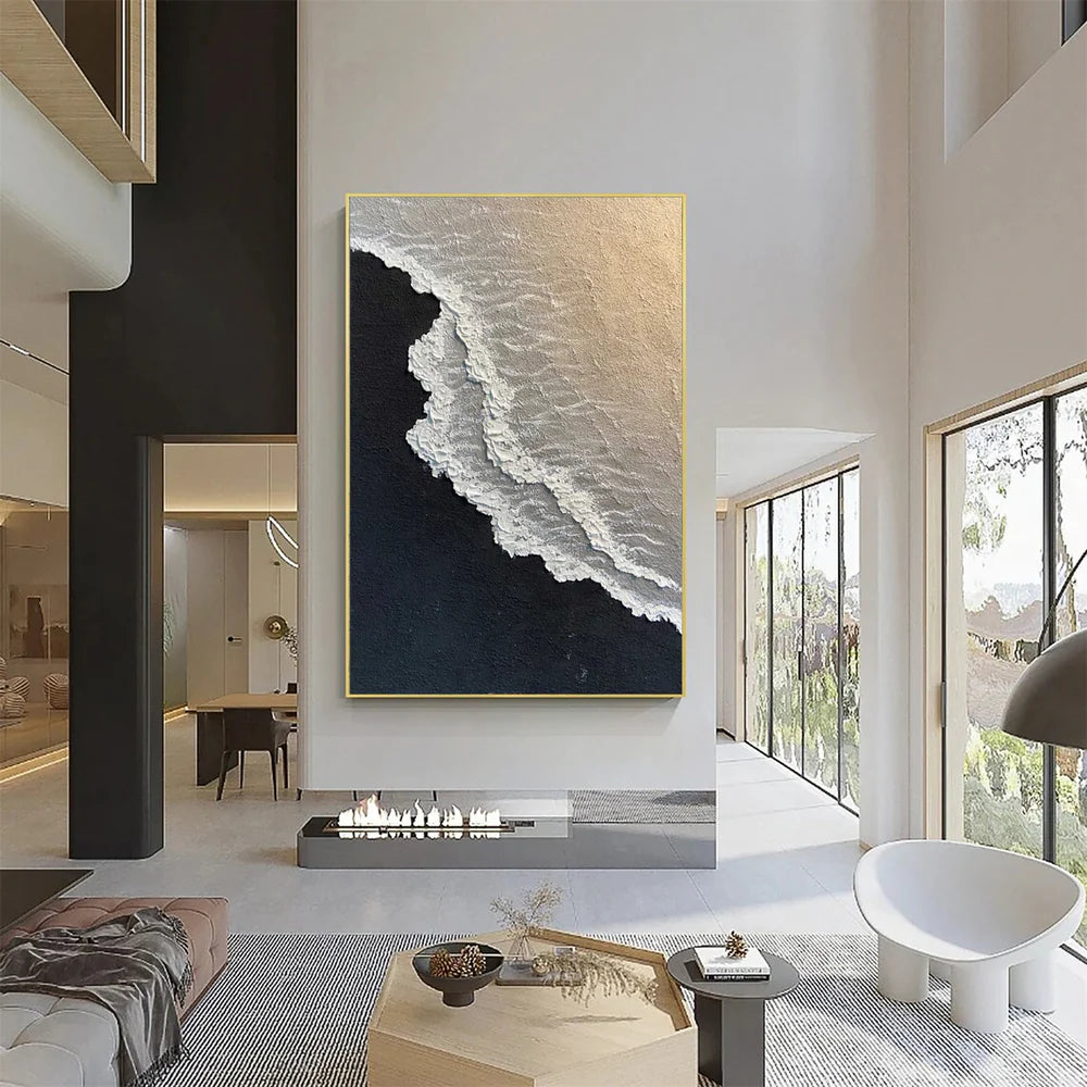 Minimalist Ocean And Sky Textured Canvas Art #OC041