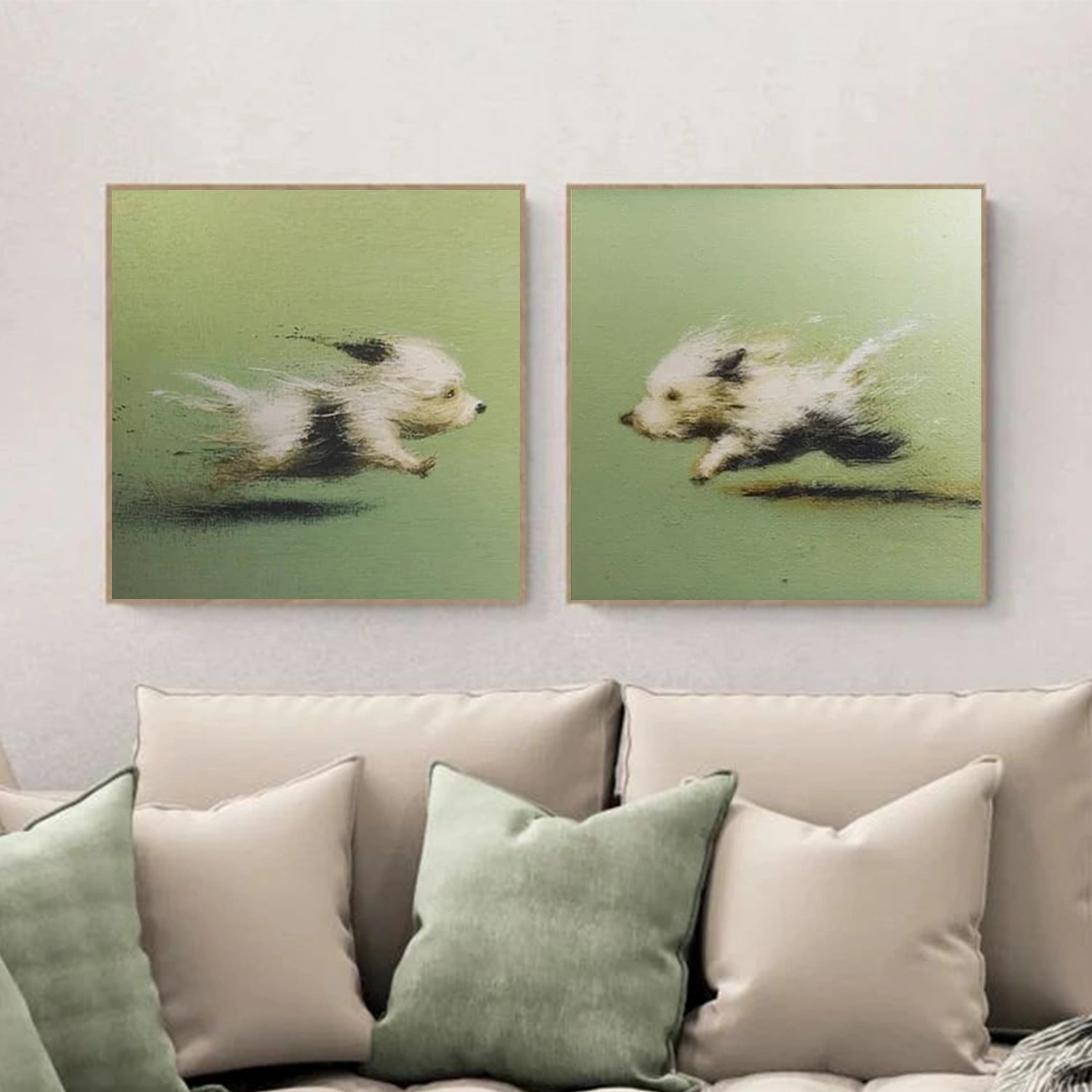 Abstract Animal Dog Canvas Art Set of 2 #DW142