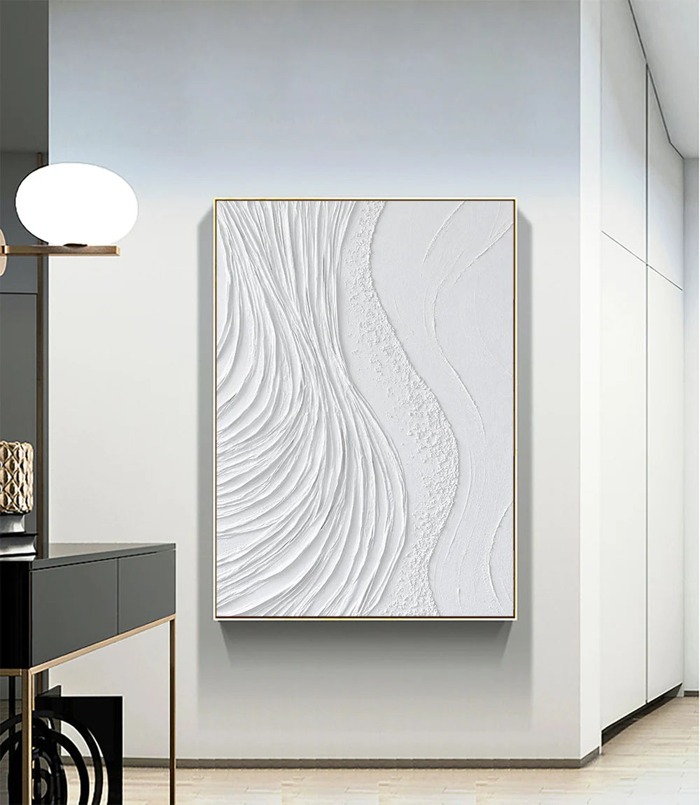 White Minimalist Textured Wall Art #WM005