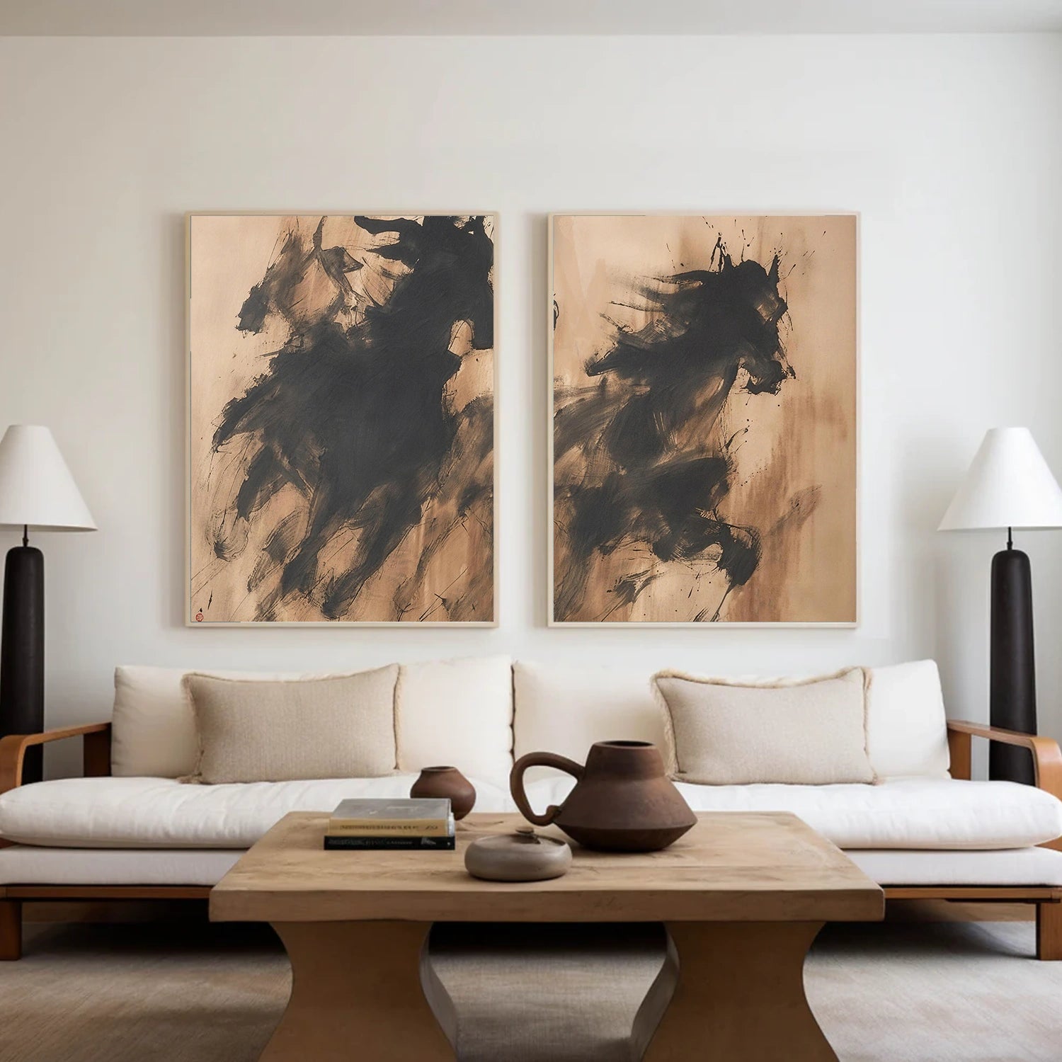 Abstract Animal Horse Canvas Art Set of 2 #DW119