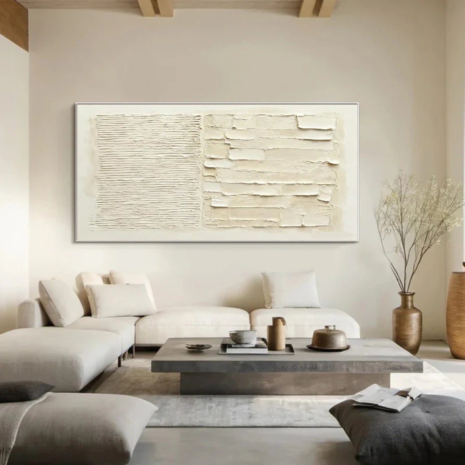 Beige Minimalist Textured Canvas Art #WM082