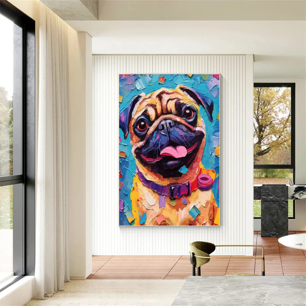 Colorful Abstract Animal Dog Textured Canvas Art #DW062