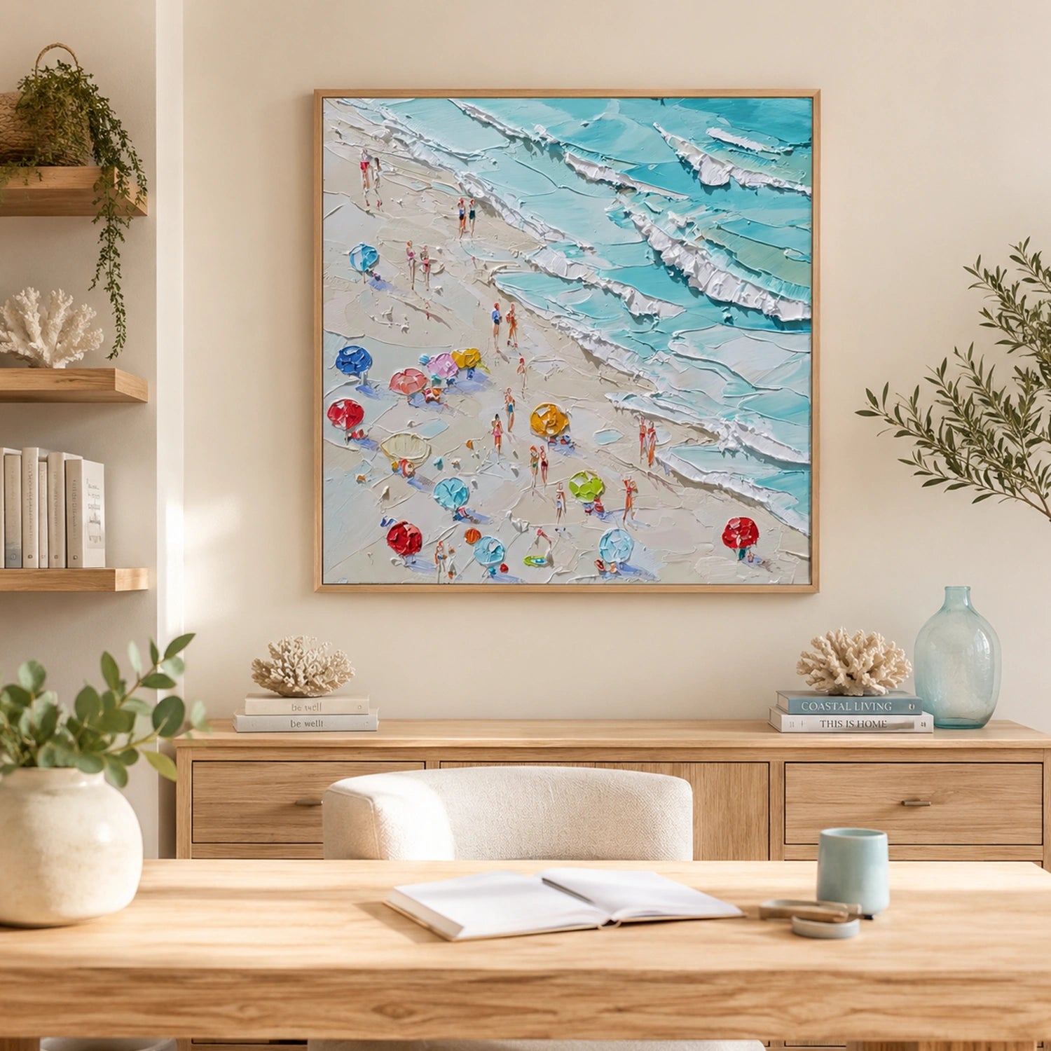 Abstract Ocean And Sky Textured Canvas Art #OC196