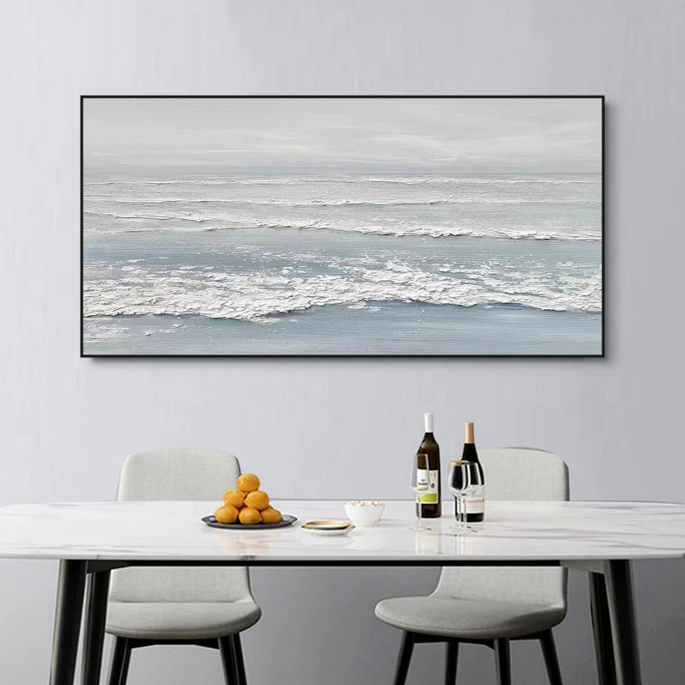 Minimalist Ocean And Sky Textured Canvas Art #OC047