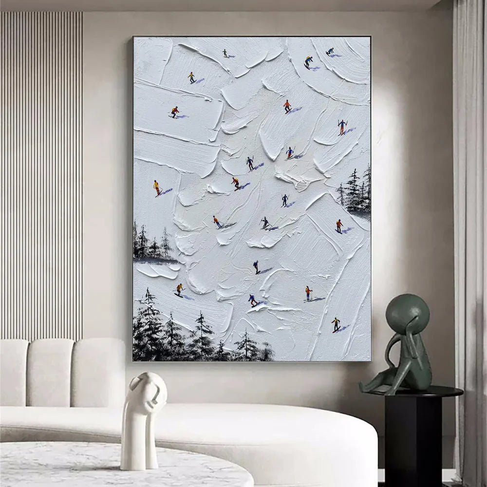 Skiing Sport Textured Canvas Painting #PB013