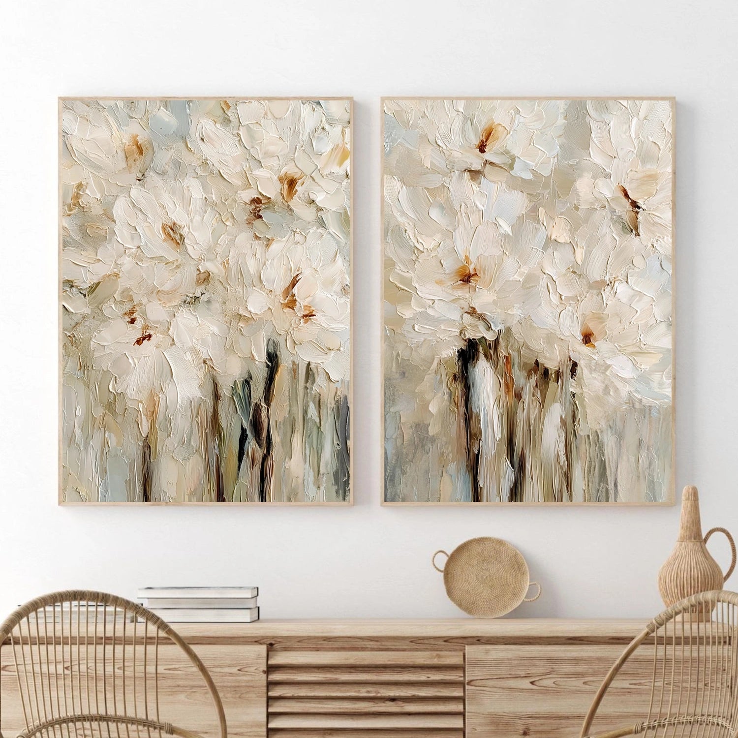 Abstract Flower And Tree Textured Canvas Art Set of 2 #MF183