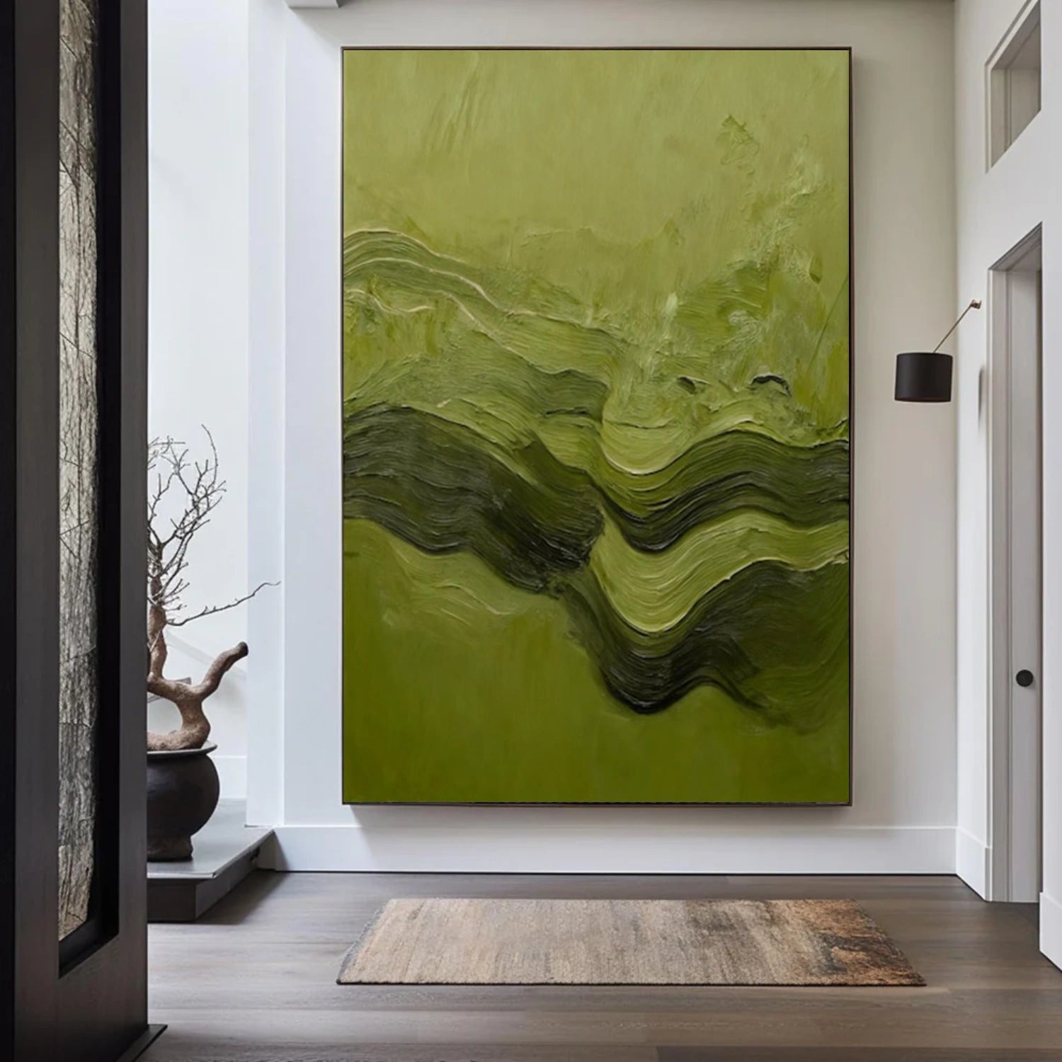 Green Abstract Textured Wall Art#VA270