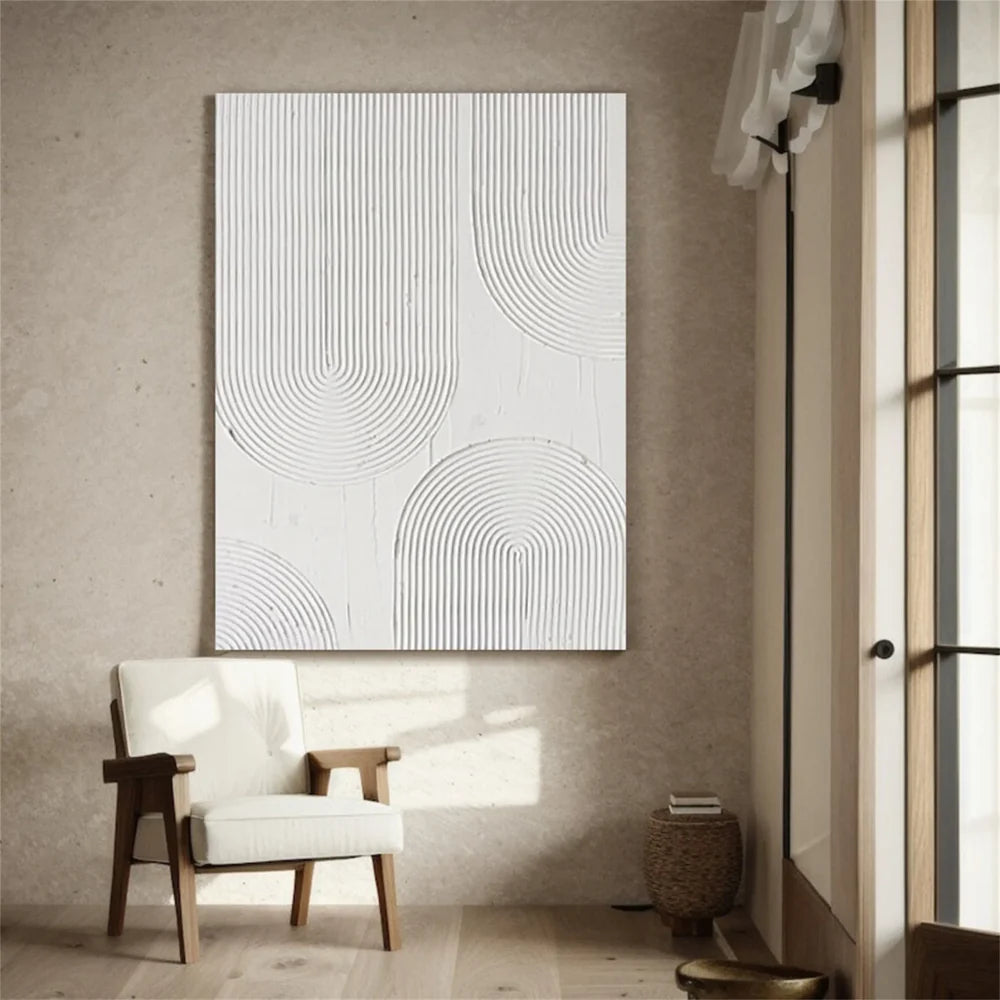 White Minimalist Textured Wall Art #WM070