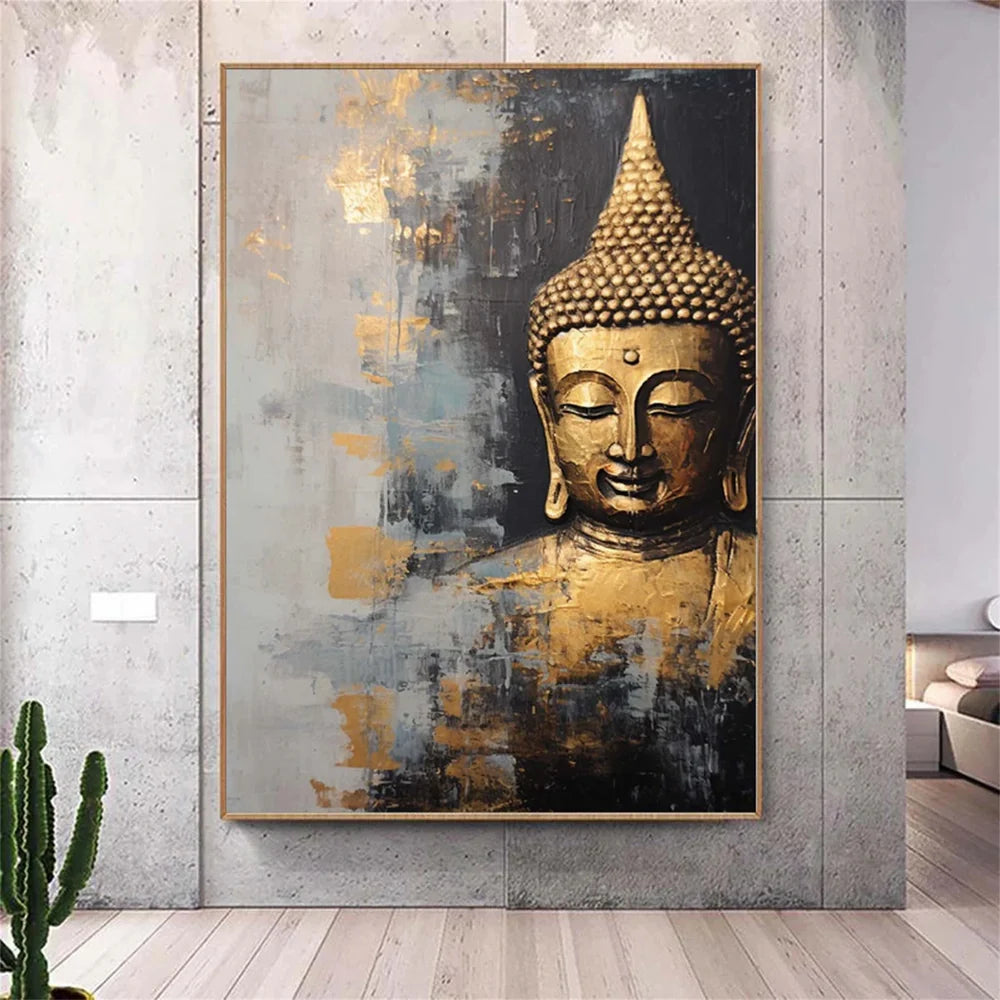 Abstract Buddha Portrait Textured Wall Art # LA008