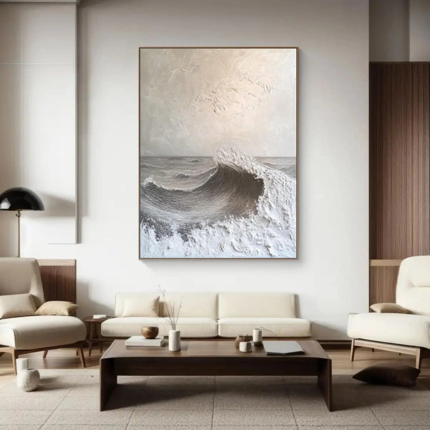 Minimalist Ocean And Sky Textured Canvas Art #OC082