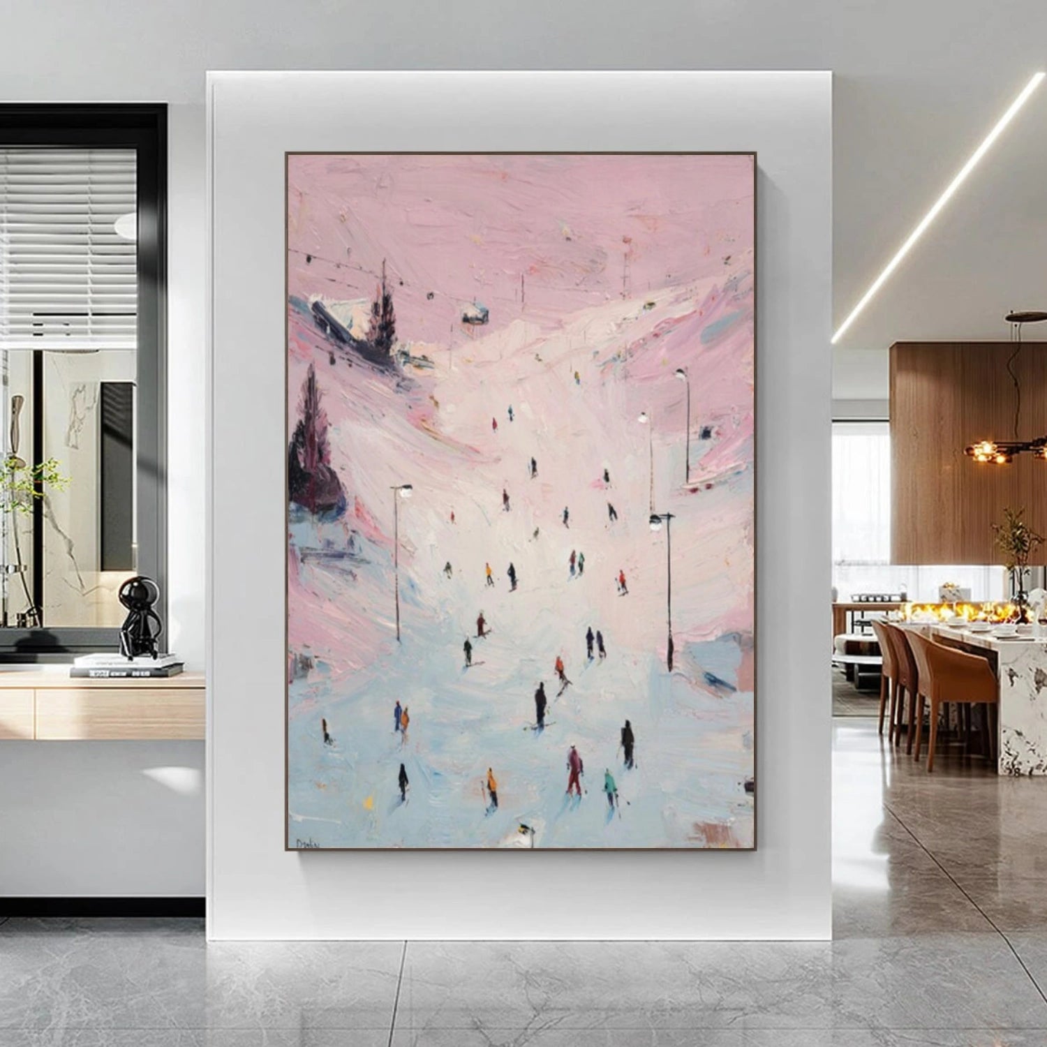 Skiing Sport Textured Canvas Painting #PB033