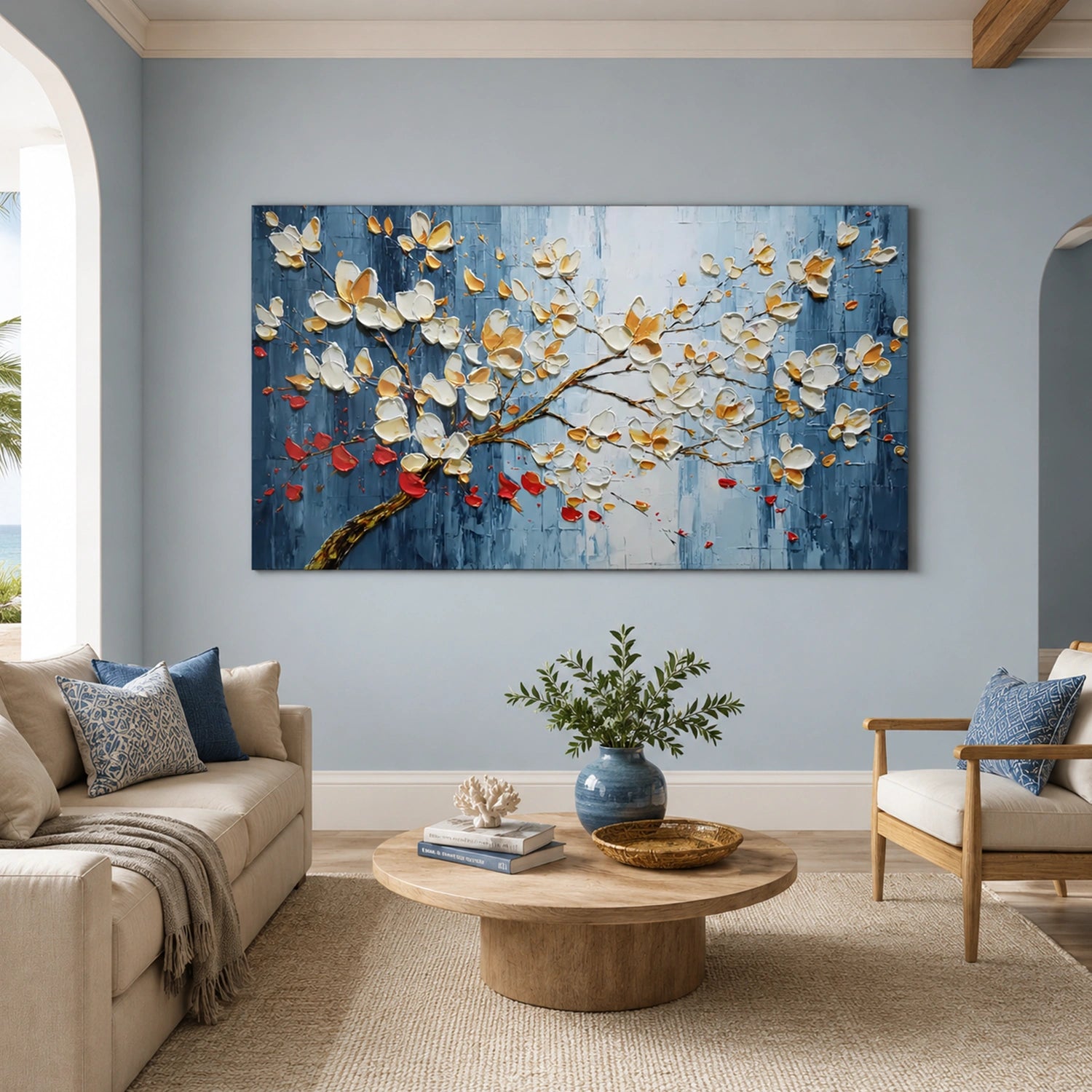 Abstract Flower And Tree Textured Canvas Art #MF199