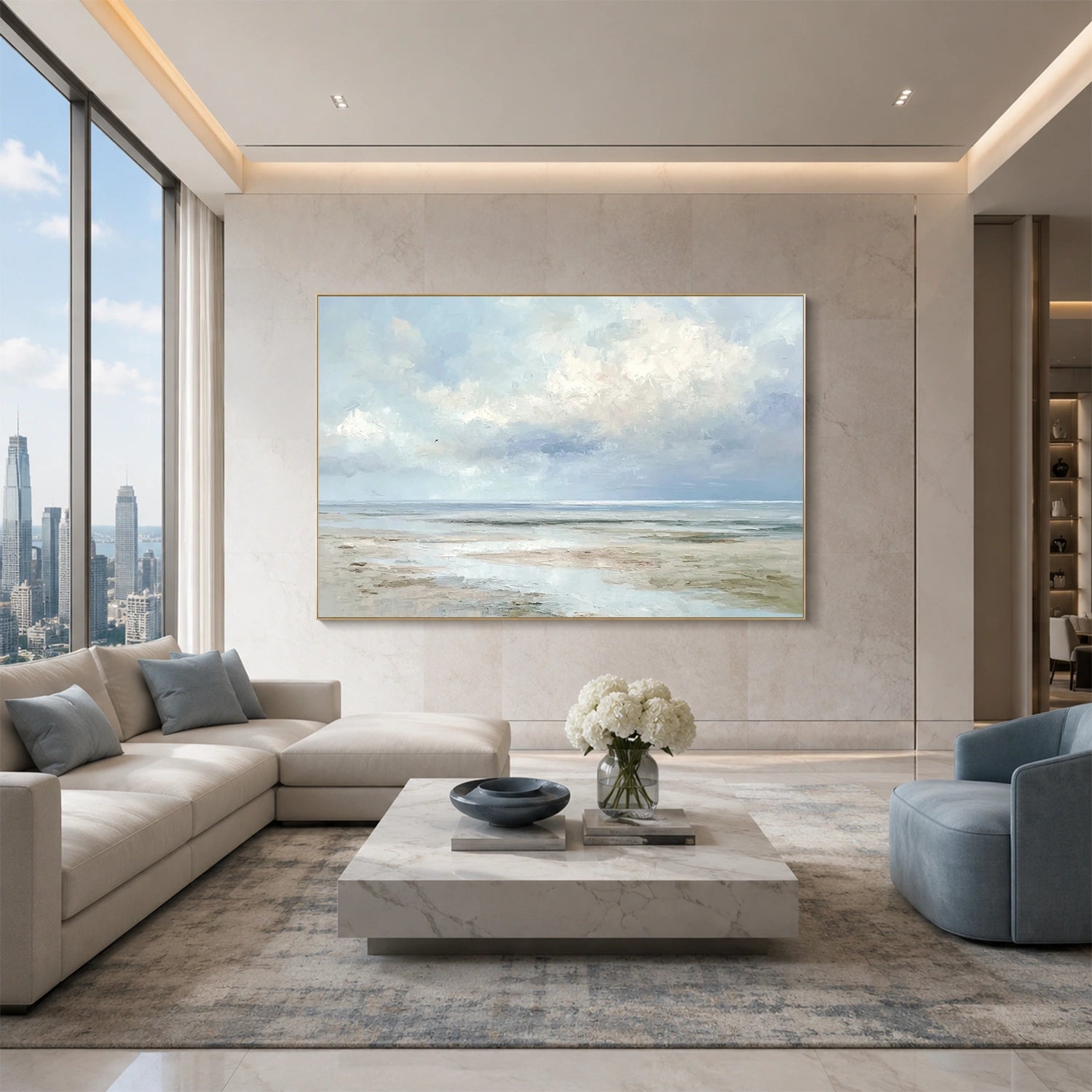 Abstract Ocean And Sky Canvas Art #OC213