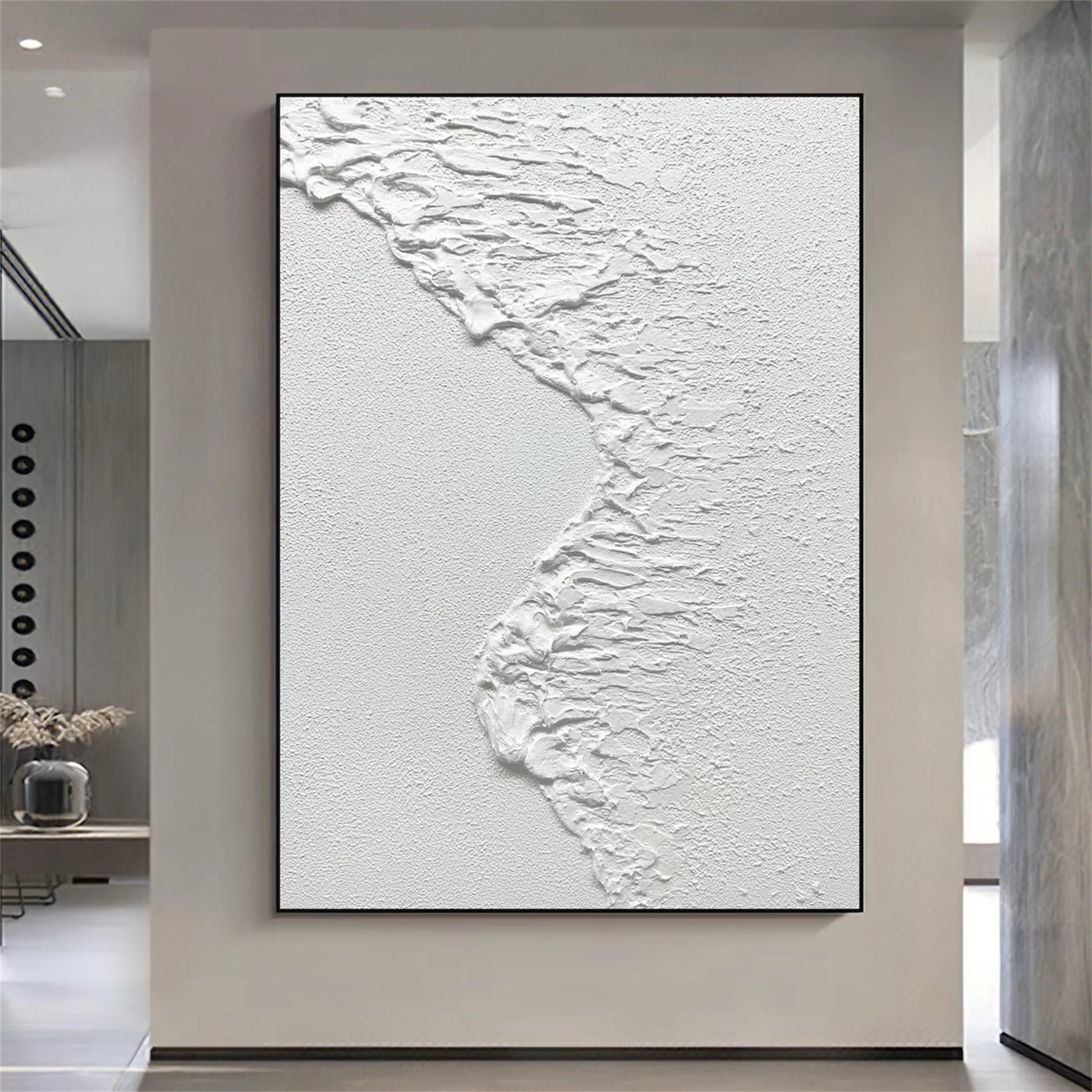 White Minimalist Textured Wall Art #WM022