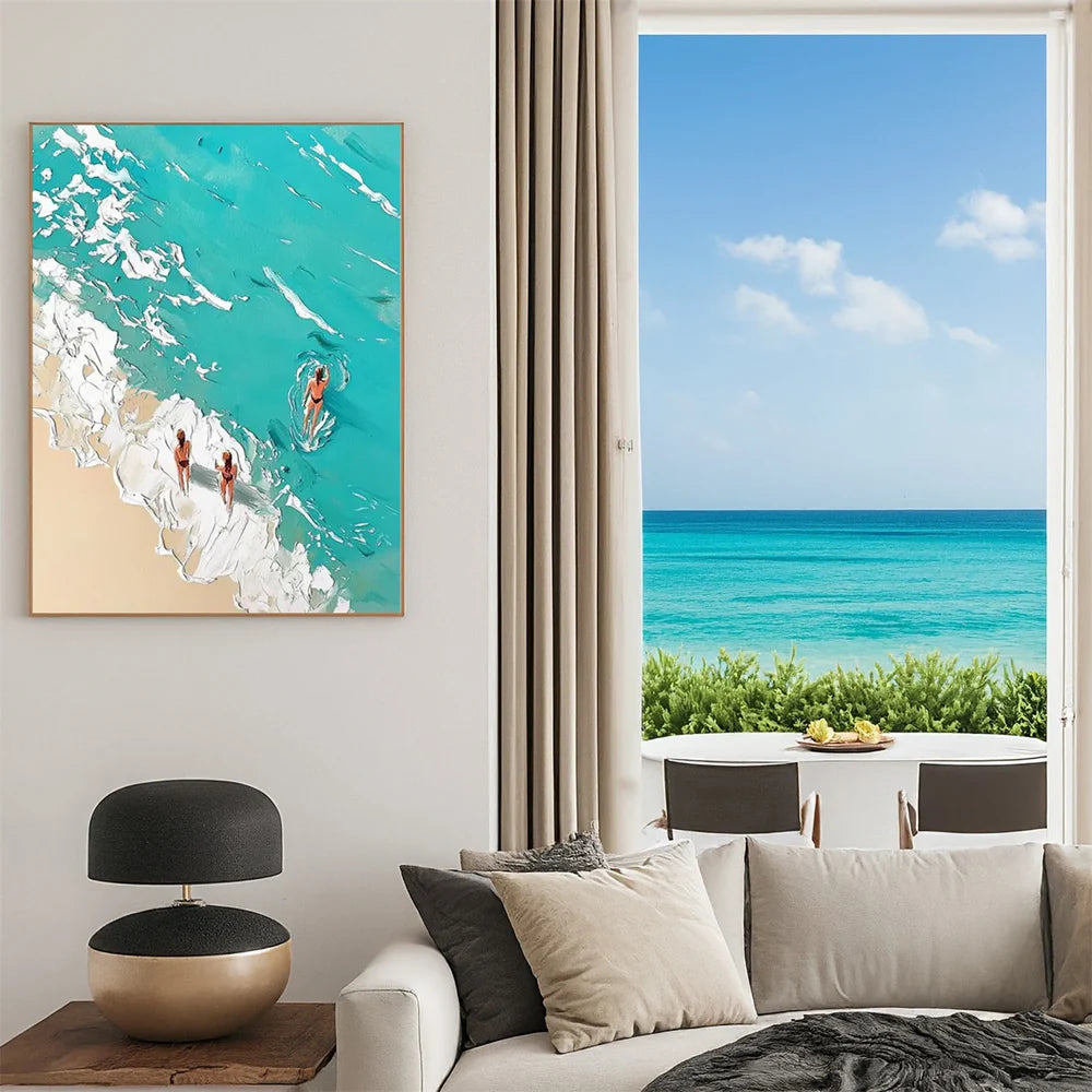 Swimming Sport Textured Canvas Painting #PB022