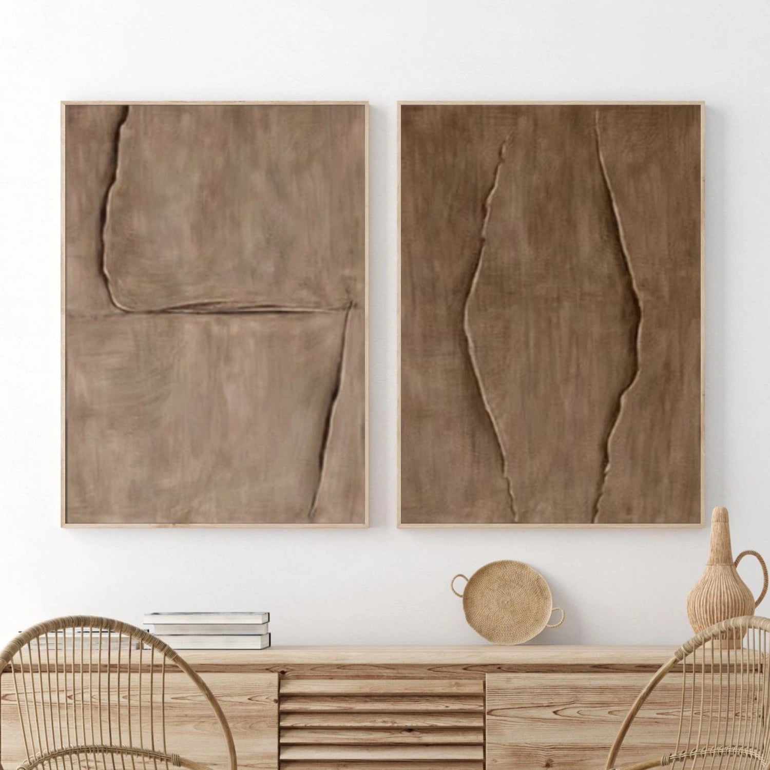 Brown Minimalist Textured Canvas Art Set of 2 #WM147