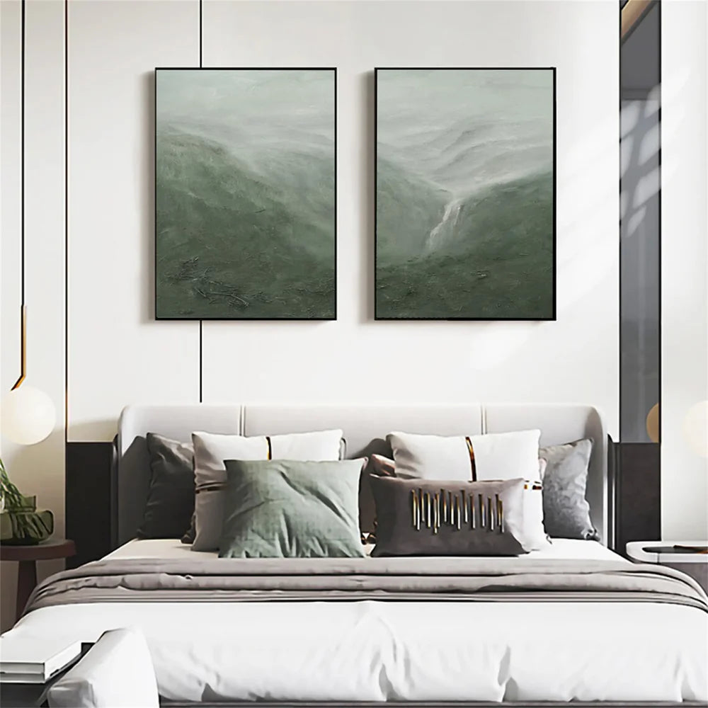 Green Abstract Mountain Canvas Art #BT017